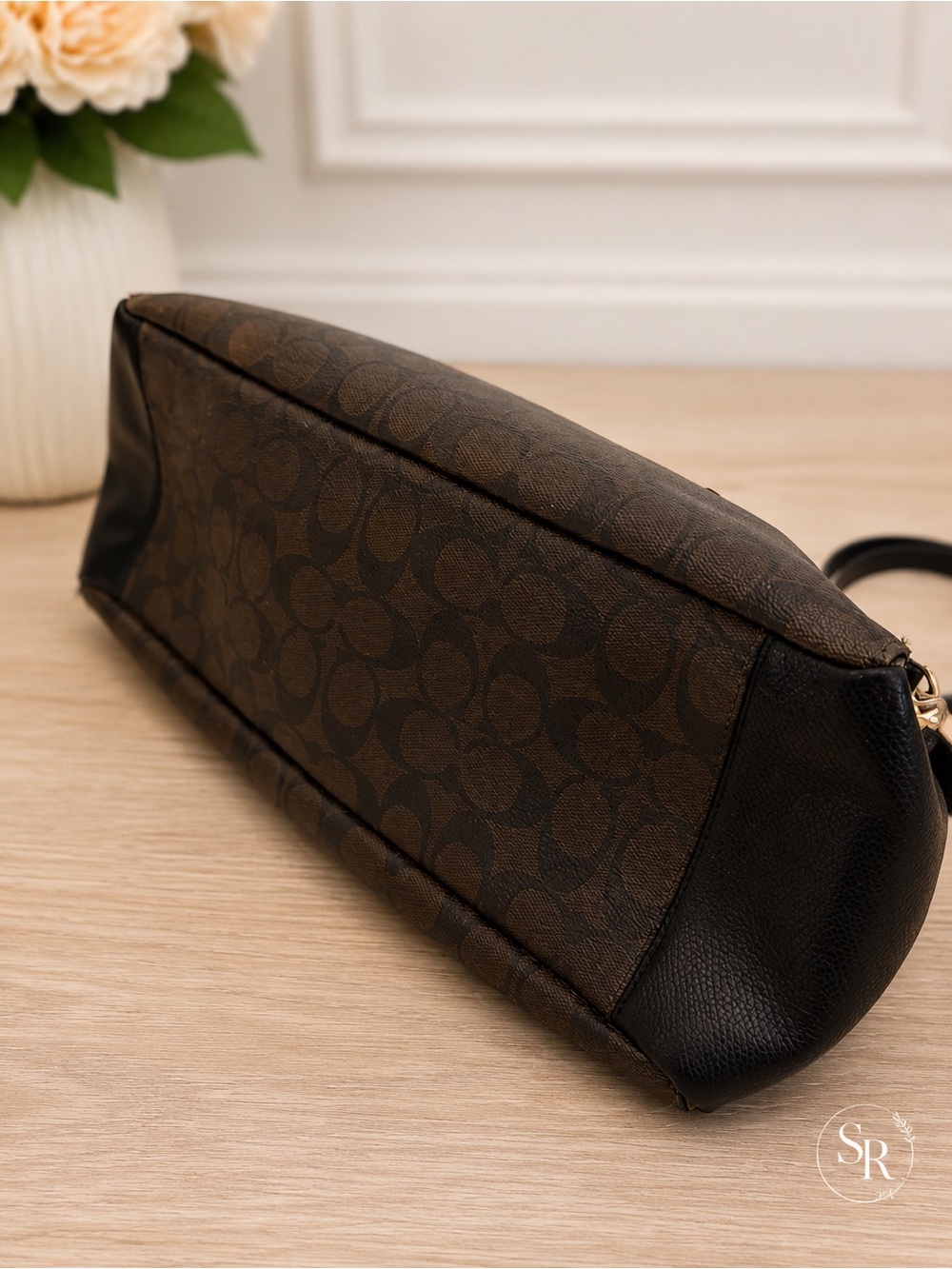Coach Morgan Satchel F34617 Signature Brown Black Top Handle Crossbody Bag - Picture 7 of 14